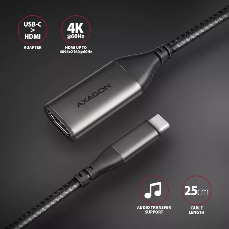 Axagon RVC-HI2M USB-C -> HDMI 2.0a adapteris 4K/60Hz HDR10