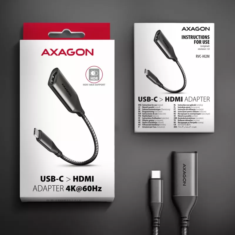 Axagon RVC-HI2M USB-C -> HDMI 2.0a adapteris 4K/60Hz HDR10