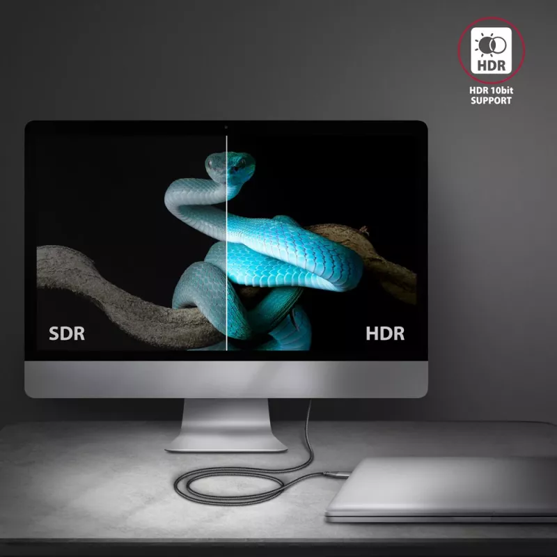 Axagon RVC-HI2MC USB-C -> HDMI 2.0a kabelis 1,8 m, 4K/60Hz HDR10