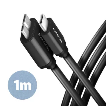 USB kabelis Axagon BUMM3-CM10AB Micro-USB B uz USB C 1m Melns