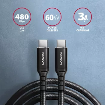 USB kabelis Axagon BUCM-CM10AB USB 2.0 1m USB C Melns