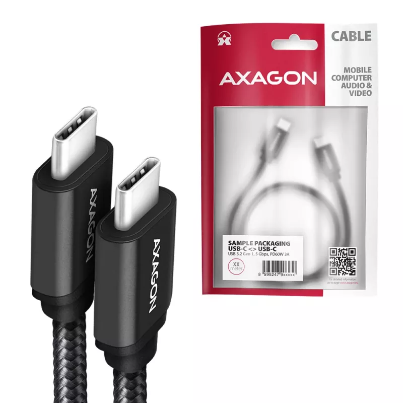 USB kabelis Axagon BUCM-CM10AB USB 2.0 1m USB C Melns