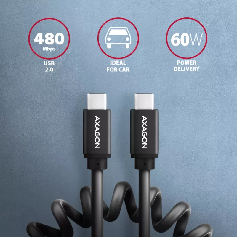 Axagon BUCM-CM10TB TWISTER USB-C <> USB-C kabelis 0,6 m