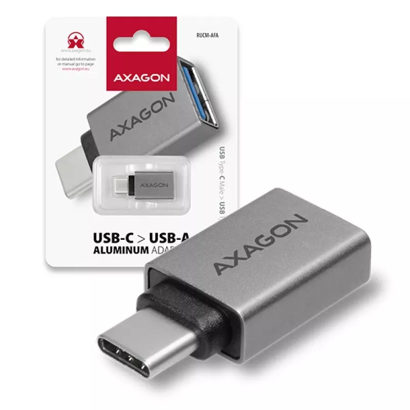 Axagon RUCM-AFA adapter USB-C (v) -> USB-A (s), USB 3.2 Gen 2, 3A, ALU