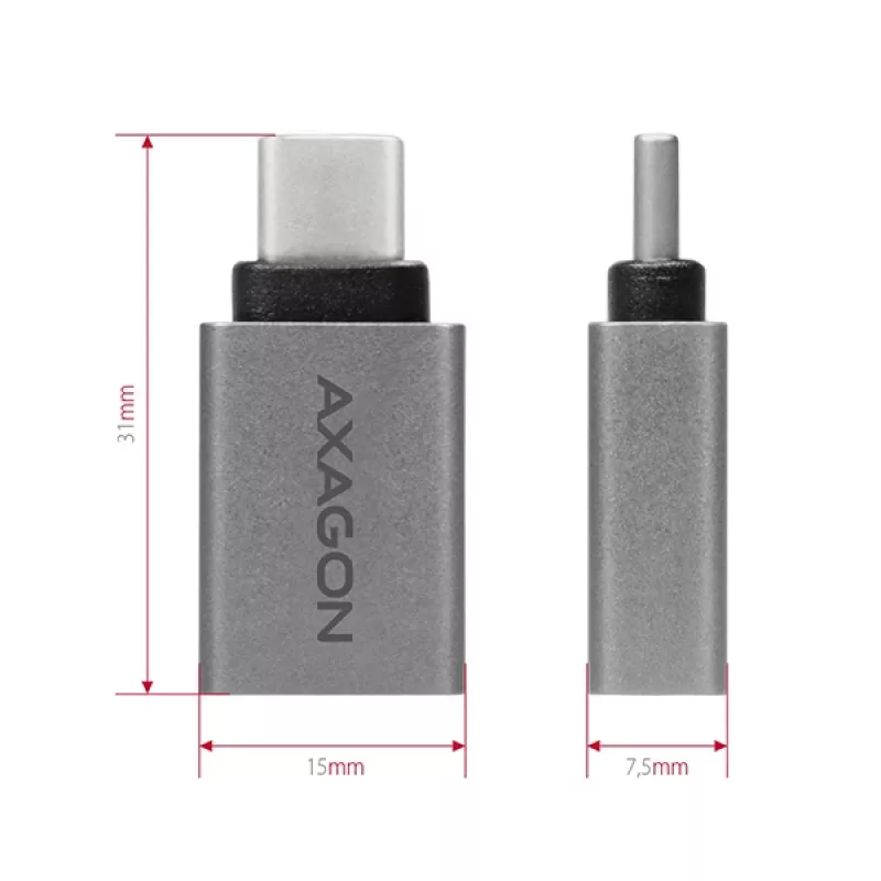 Axagon RUCM-AFA adapter USB-C (v) -> USB-A (s), USB 3.2 Gen 2, 3A, ALU