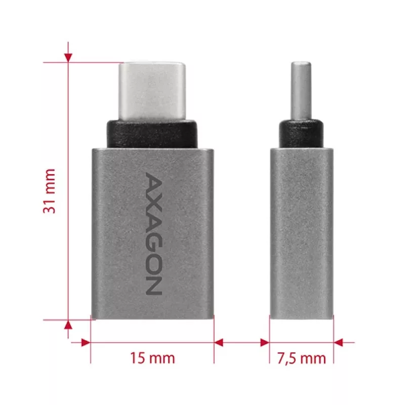 Axagon RUCM-AFA adapter USB-C (v) -> USB-A (s), USB 3.2 Gen 2, 3A, ALU