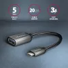 Axagon RUCM-AFAC kabeļa adapteris USB-C (V) -> USB-A (S), 20cm, USB 3.2 Gen 1, 3A, ALU