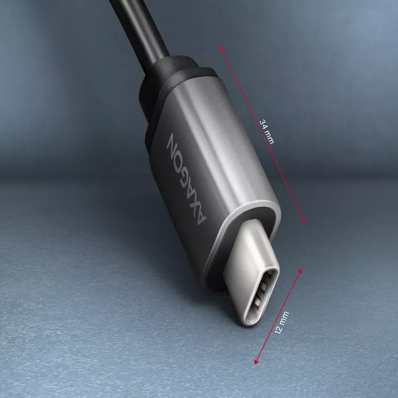 Axagon RUCM-AFAC kabeļa adapteris USB-C (V) -> USB-A (S), 20cm, USB 3.2 Gen 1, 3A, ALU