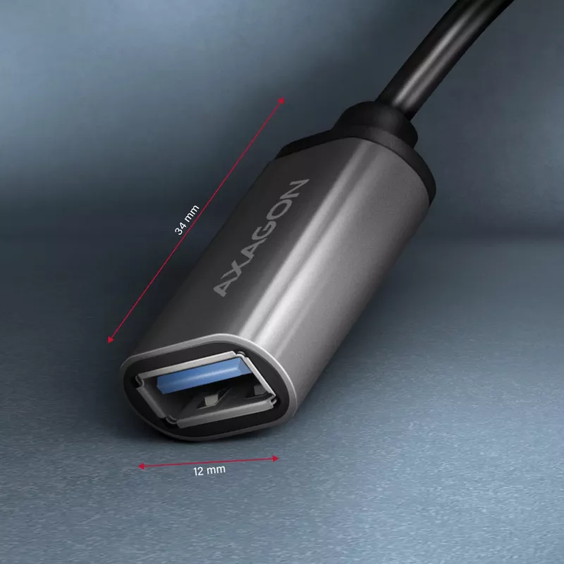 Axagon RUCM-AFAC kabeļa adapteris USB-C (V) -> USB-A (S), 20cm, USB 3.2 Gen 1, 3A, ALU