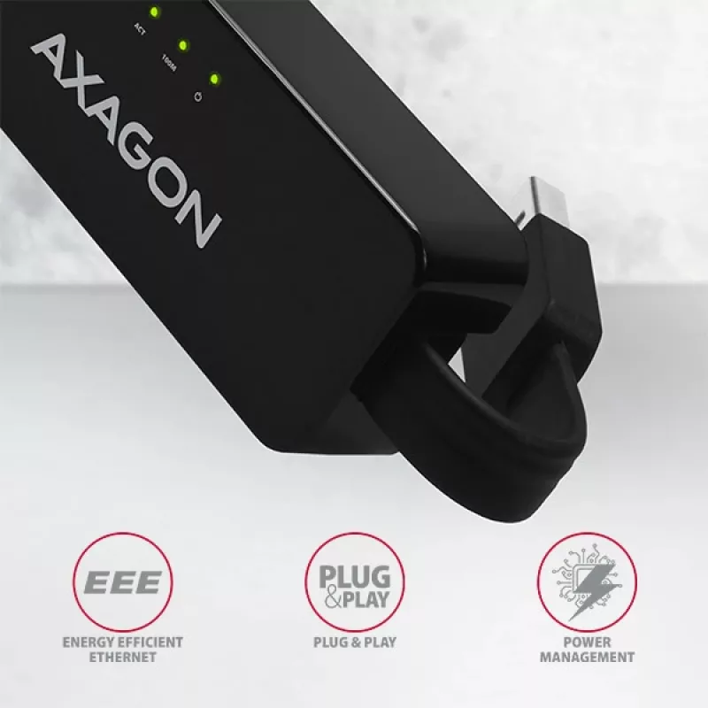 AXAGON ADE-XR USB 2.0 Type-A Fast Ethernet 10/100 adapter, melns, 0,023 kg