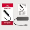 Axagon HMC-6H4A USB 3.2 Gen 1 centrmezgls, 4x USB-A, HDMI 4k/30Hz, PD 100W, 20cm USB-C kabelis