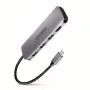 Axagon HMC-HCR3A 3x USB-A+ HDMI+ SD/microSD USB-C 3.2 Gen 1 centrmezgls 20cm Vadu USB 3.2 Gen 1 (3.1 Gen 1) Type-C Pelēks