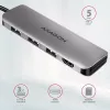 Axagon HMC-HCR3A 3x USB-A+ HDMI+ SD/microSD USB-C 3.2 Gen 1 centrmezgls 20cm Vadu USB 3.2 Gen 1 (3.1 Gen 1) Type-C Pelēks