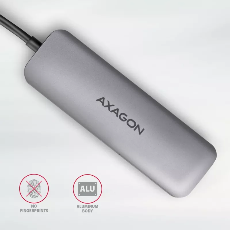 Axagon HMC-HCR3A 3x USB-A+ HDMI+ SD/microSD USB-C 3.2 Gen 1 centrmezgls 20cm Vadu USB 3.2 Gen 1 (3.1 Gen 1) Type-C Pelēks