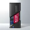 Axagon EEM2-SB2 ārējā USB-C 3.2 Gen 2 metāla kaste M.2 NVMe un SATA SSD diskiem. Bezskrūvju