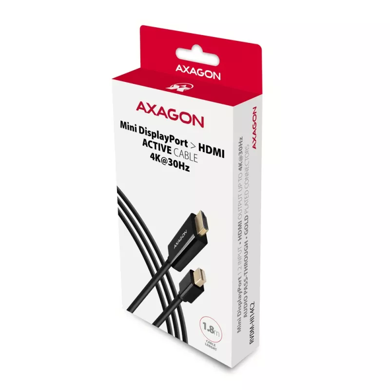 Axagon RVDM-HI14C2 Mini DisplayPort uz HDMI adaptera kabelis 4K 30Hz 1,8m