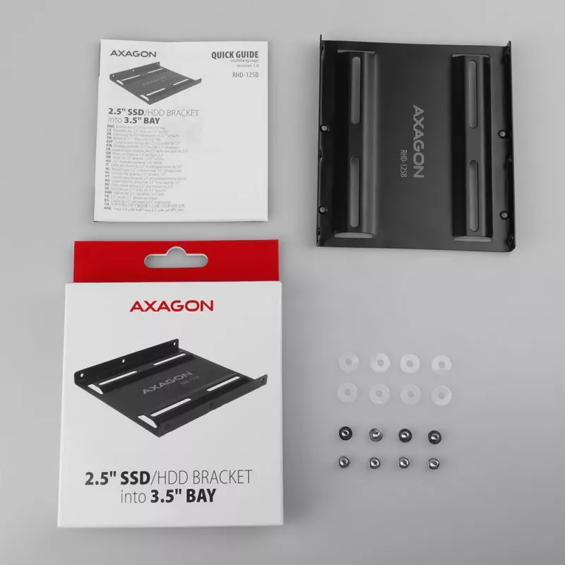 Axagon RHD-125B Montāžas rāmis 1x 2,5 collu diskam 3,5 collu nodalījumā - melns metāls