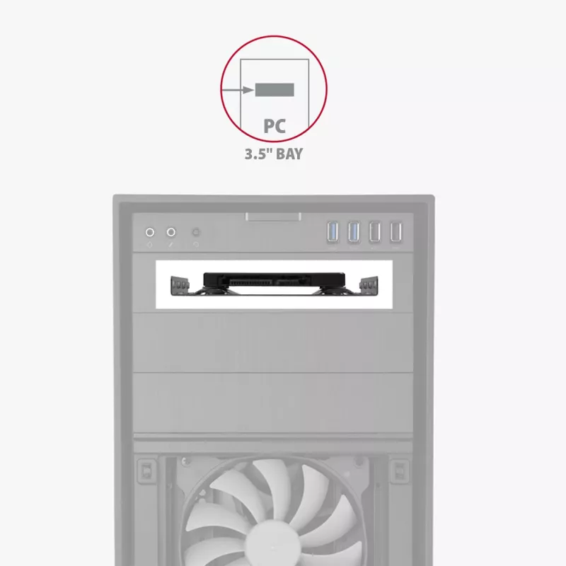 Axagon RHD-125S kronšteins 1x 2,5 collu HDD/SSD ievietošanai 3,5 collu nodalījumā, metāls, pelēks