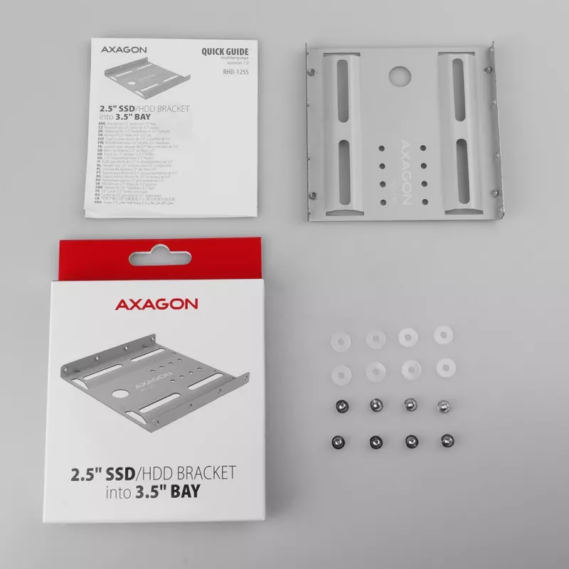 Axagon RHD-125S kronšteins 1x 2,5 collu HDD/SSD ievietošanai 3,5 collu nodalījumā, metāls, pelēks