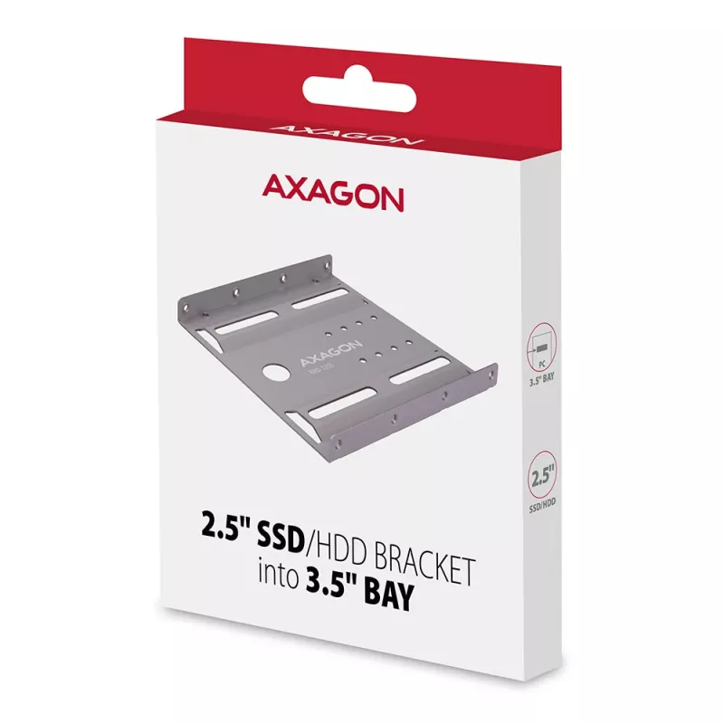 Axagon RHD-125S kronšteins 1x 2,5 collu HDD/SSD ievietošanai 3,5 collu nodalījumā, metāls, pelēks
