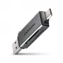 Axagon CRE-DAC USB-C+ USB-A 5 Gbps MINI 2 slotu un LUN SD/microSD karšu lasītājs USB 3.0 Type-A/Type-C Pelēks