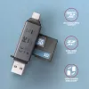 Axagon CRE-DAC USB-C+ USB-A 5 Gbps MINI 2 slotu un LUN SD/microSD karšu lasītājs USB 3.0 Type-A/Type-C Pelēks