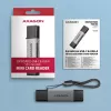 Axagon CRE-DAC USB-C+ USB-A 5 Gbps MINI 2 slotu un LUN SD/microSD karšu lasītājs USB 3.0 Type-A/Type-C Pelēks