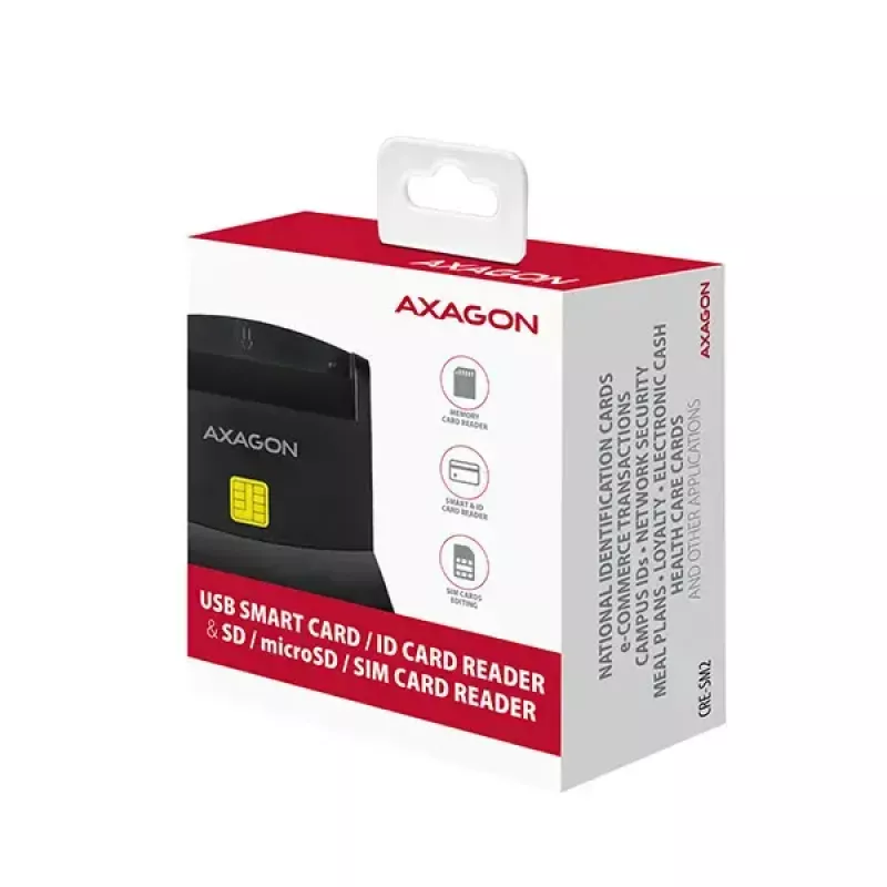Axagon CRE-SM2 viedkaršu lasītājs USB 2.0 melns 1,3 m kabelis