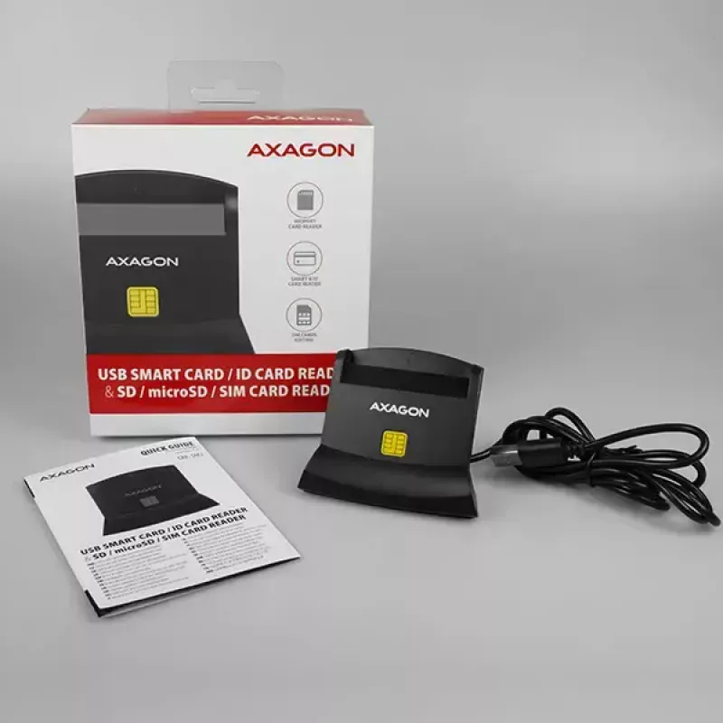 Axagon CRE-SM2 viedkaršu lasītājs USB 2.0 melns 1,3 m kabelis