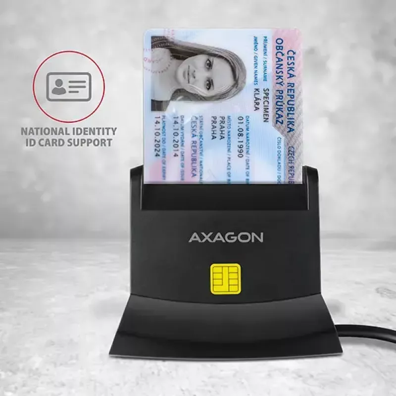 Axagon CRE-SM2 viedkaršu lasītājs USB 2.0 melns 1,3 m kabelis