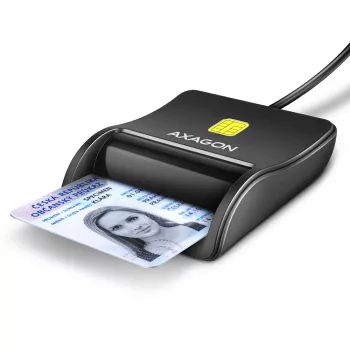 Axagon CRE-SM3N USB-A viedkaršu/ID karšu plakanlasītājs, USB 2.0, 1,3 m, melns, 57 g