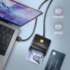 Axagon CRE-SM3N USB-A viedkaršu/ID karšu plakanlasītājs, USB 2.0, 1,3 m, melns, 57 g