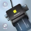 Axagon CRE-SM3SD USB viedkaršu un SD/microSD/SIM plakanā viedkaršu lasītājs iekštelpām USB 2.0 Melns