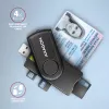 Axagon CRE-SMP2A USB Smart card & SD/microSD/SIM PocketReader viedkaršu lasītājs Iekštelpām USB Type-A/USB Type-C Melns