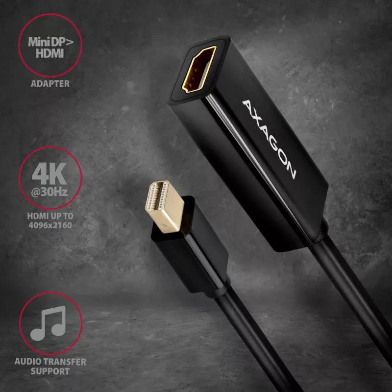 Axagon RVDM-HI14N Mini DisplayPort -> HDMI 1.4 adapteris 4K/30Hz