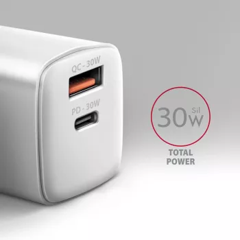 Lādētājs Axagon ACU-PQ30W QC3.0 30W USB-C Balts