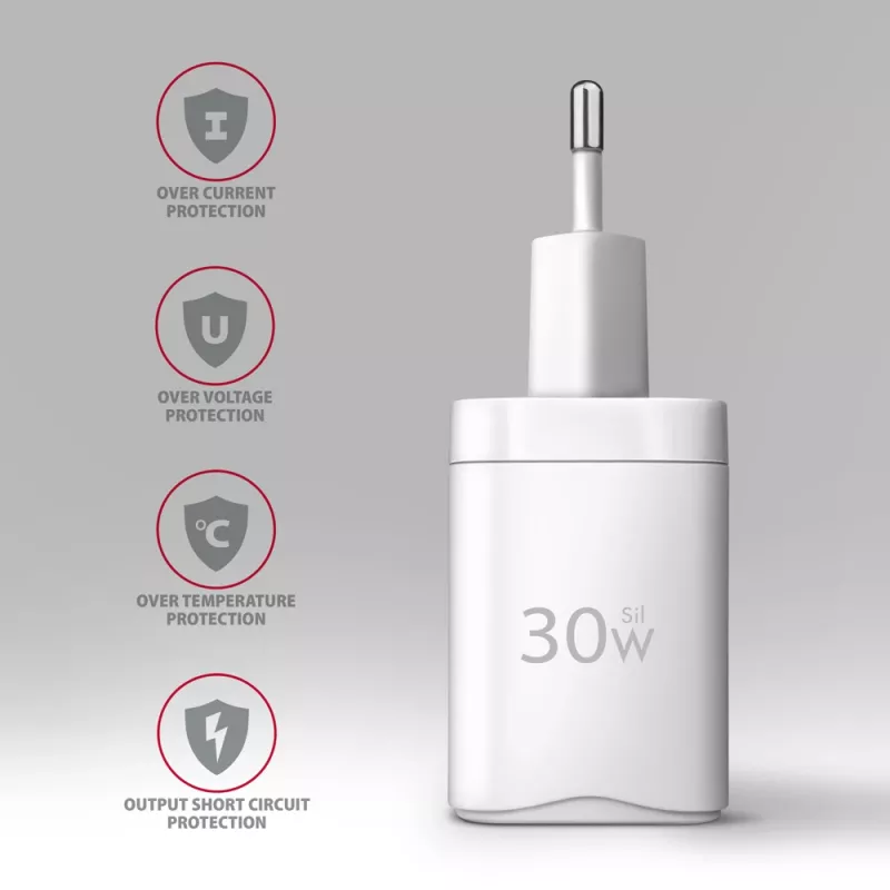 Lādētājs Axagon ACU-PQ30W QC3.0 30W USB-C Balts