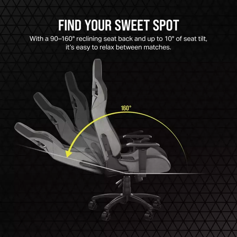 Universāla spēļu krēsla Corsair T3 RUSH 2023 polsterēts sēdeklis antracīta pelēks