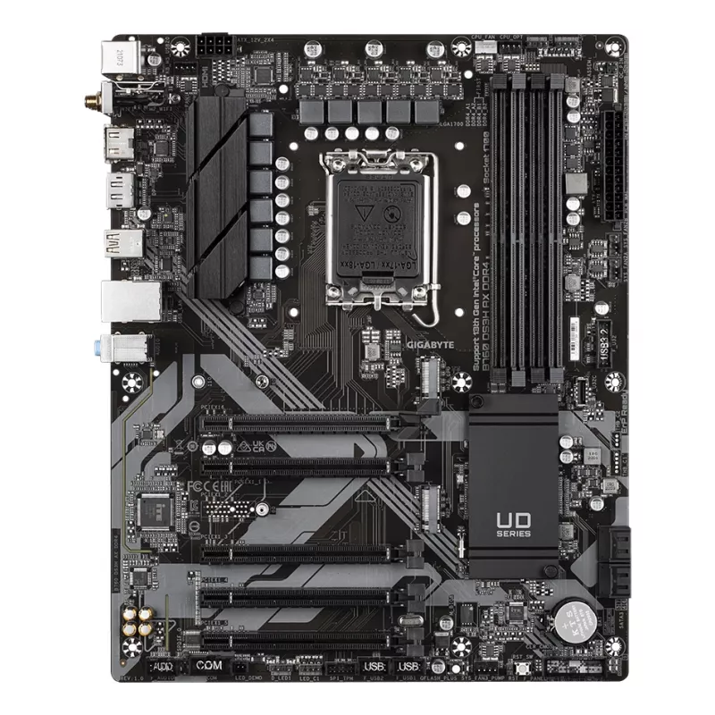 GIGABYTE B760 DS3H AX DDR4 mātesplate - atbalsta Intel Core 14th procesorus, 8+2+1 fāžu digitālais VRM, līdz 5333MHz DDR4 (OC), 2xPCIe 4.0 M.2, Wi-Fi 6E, GbE LAN, USB 3.2 Gen 2