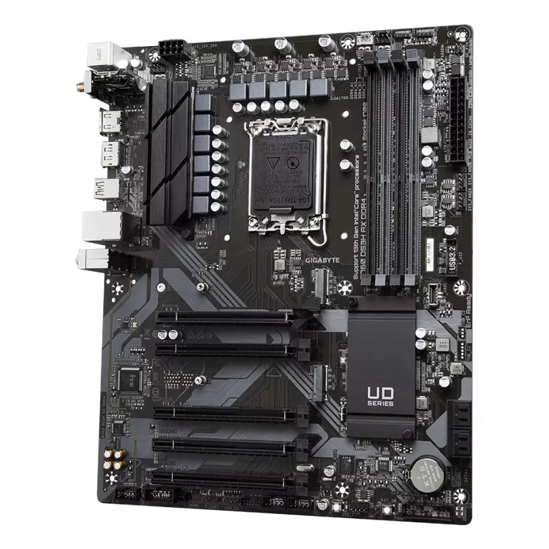 GIGABYTE B760 DS3H AX DDR4 mātesplate - atbalsta Intel Core 14th procesorus, 8+2+1 fāžu digitālais VRM, līdz 5333MHz DDR4 (OC), 2xPCIe 4.0 M.2, Wi-Fi 6E, GbE LAN, USB 3.2 Gen 2