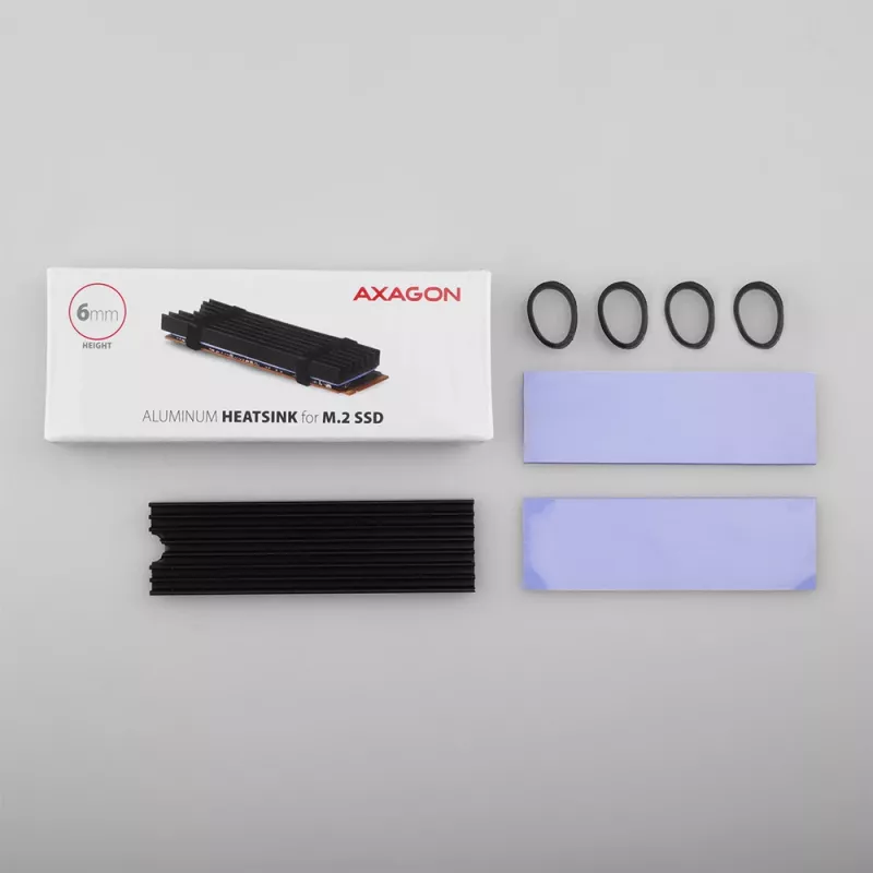 Axagon CLR-M2L6 pasīvs alumīnija dzesētājs visām M.2 SSD, izmērs 2280, augstums 6 mm