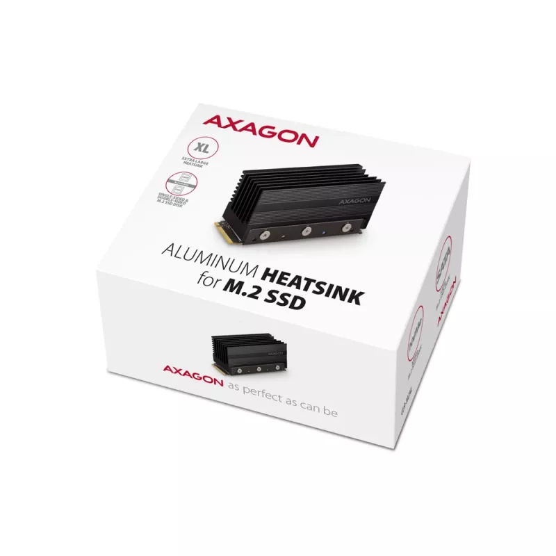 Axagon CLR-M2XL pasīvs alumīnija radiators vienpusējiem un divpusējiem M.2 SSD diskiem, izmērs 2280, augstums 36 mm