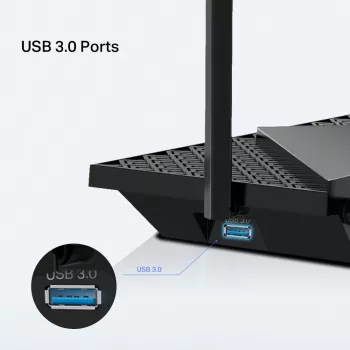 TP-Link Archer AX5400 Multi-Gigabit WiFi 6 maršrutētājs, Wi-Fi 6 (802.11ax), Divjoslu (2.4 GHz / 5 GHz), Ethernet LAN, Melns, Galda/staba maršrutētājs