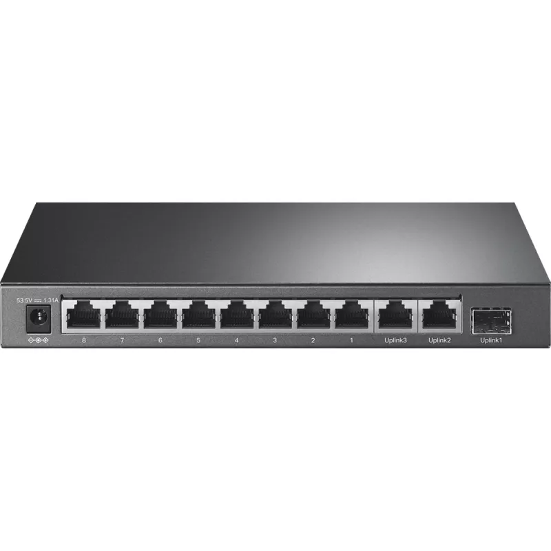 TP-Link 8 portu 10/100 Mb/s + 3 portu gigabitu galddatora slēdzis ar 8 portu PoE+