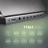 Dokstacija Axagon HMC-4KX3 USB-C 5Gbps centrmezgls, 3x USB-A, 2x HDMI, DP, RJ-45, SD/microSD, audio, PD 100W, kabelis 40cm