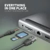Dokstacija Axagon HMC-4KX3 USB-C 5Gbps centrmezgls, 3x USB-A, 2x HDMI, DP, RJ-45, SD/microSD, audio, PD 100W, kabelis 40cm