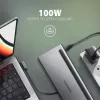 Dokstacija Axagon HMC-4KX3 USB-C 5Gbps centrmezgls, 3x USB-A, 2x HDMI, DP, RJ-45, SD/microSD, audio, PD 100W, kabelis 40cm