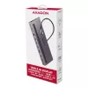 Dokstacija Axagon HMC-4KX3 USB-C 5Gbps centrmezgls, 3x USB-A, 2x HDMI, DP, RJ-45, SD/microSD, audio, PD 100W, kabelis 40cm