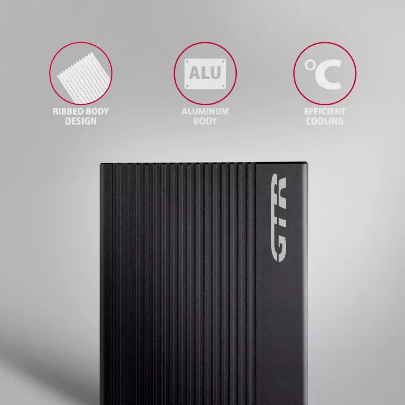HDD/SSD ārējais korpuss Axagon EE25-GTR USB-C 3.2 Gen 2 Melns 2.5 collas