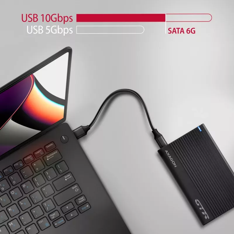 HDD/SSD ārējais korpuss Axagon EE25-GTR USB-C 3.2 Gen 2 Melns 2.5 collas